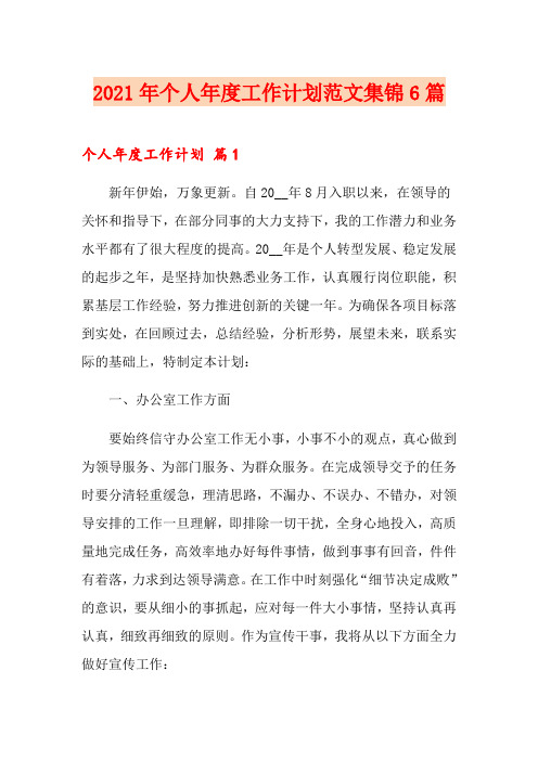 2021年个人年度工作计划范文集锦6篇
