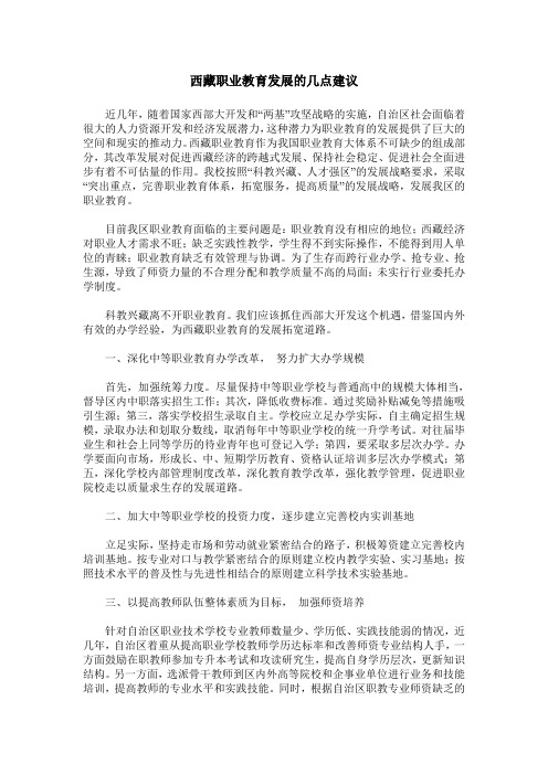西藏职业教育发展的几点建议