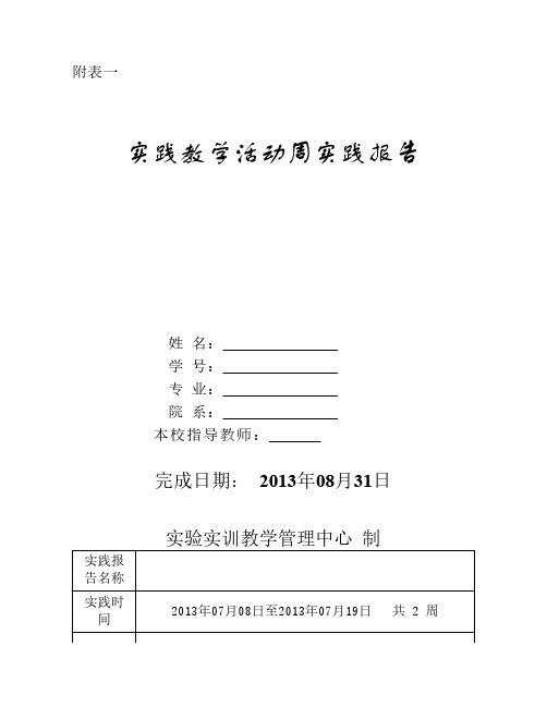 附表一：实践周报告格式