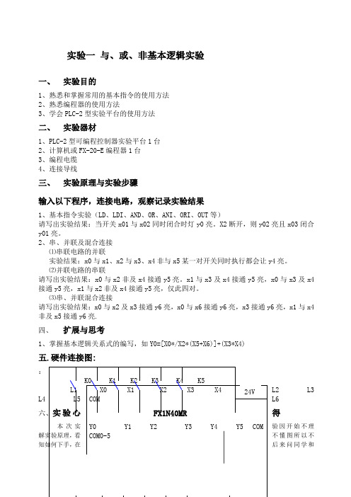 PLC试验指导手册