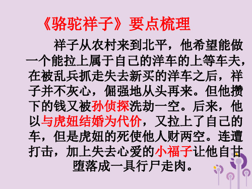 2019届广东省深圳市宝安区中考语文骆驼祥子复习课件(附答案)