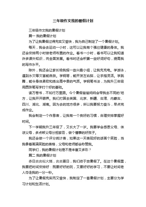 三年级作文我的暑假计划