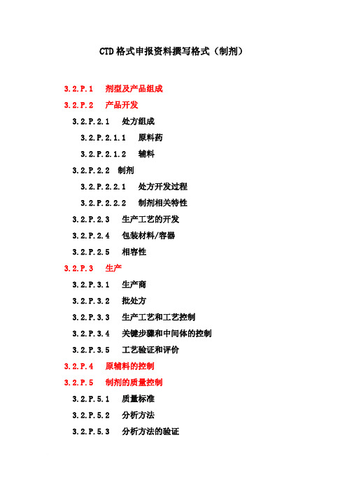 CTD格式申报资料撰写格式(制剂)带实例
