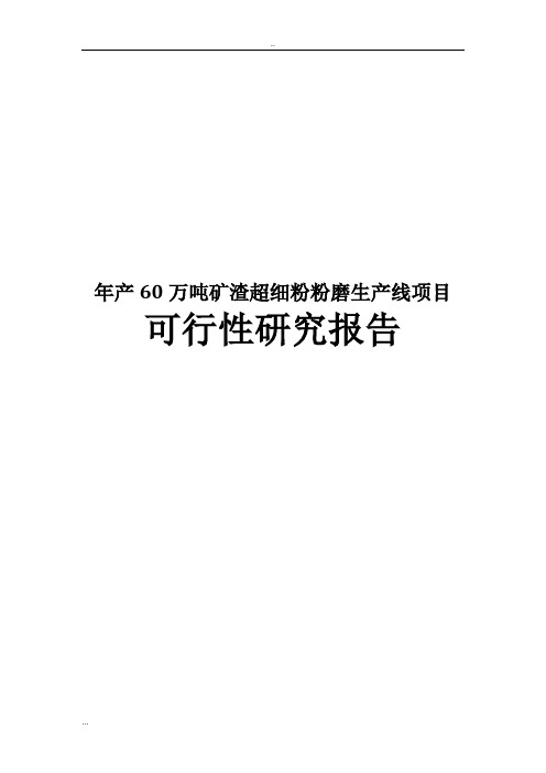 年产60万吨矿渣超细粉粉磨生产线项目可行性研究报告