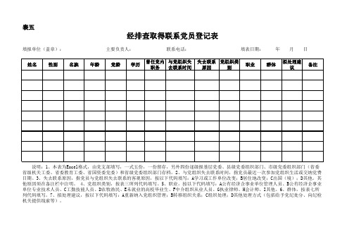 表五：经排查取得联系党员登记表