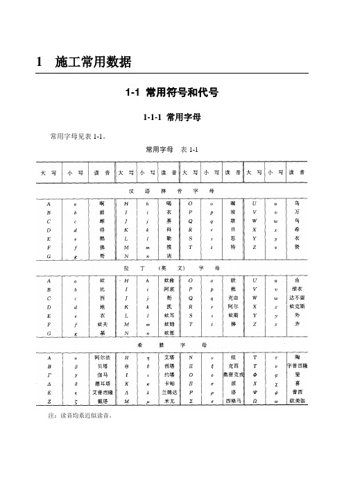 建筑工程常用符号