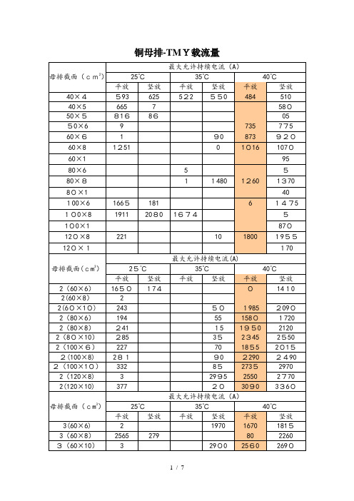 铜母排载流量