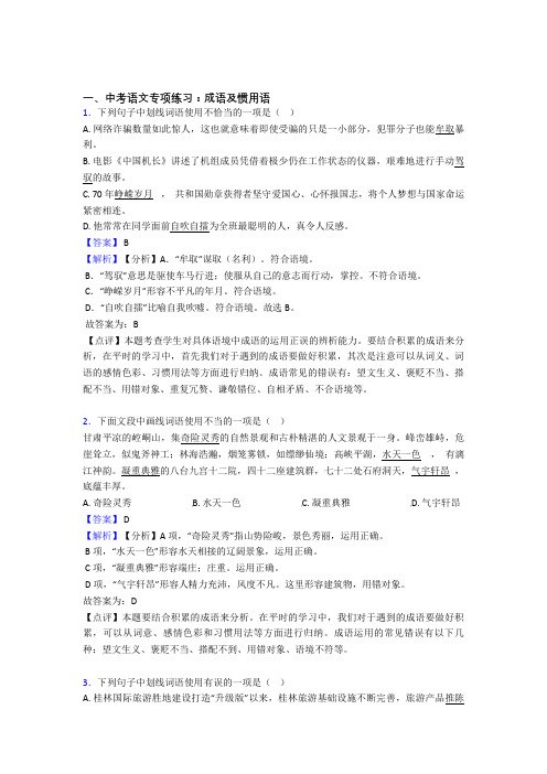 部编中考语文成语及惯用语含解析(Word版)