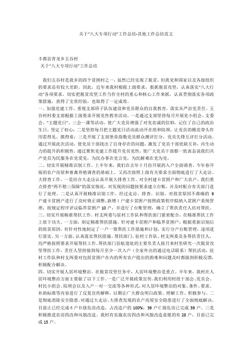 关于“八大专项行动”工作总结-其他工作总结范文