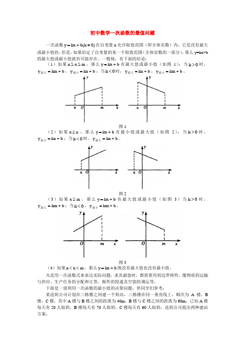 初中数学一次函数的最值问题 学法指导