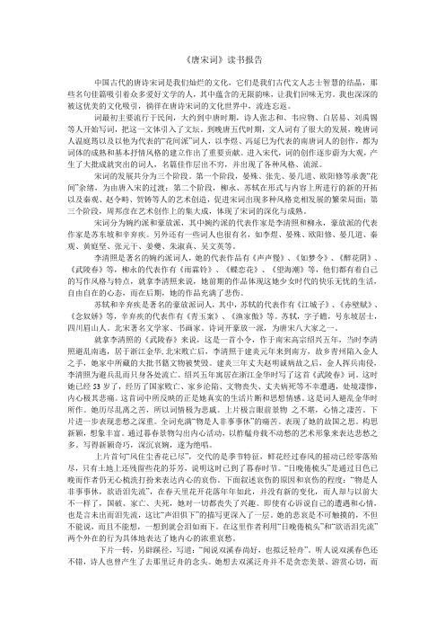 唐宋词读书报告