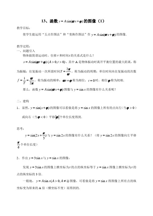 13 函数y=Asin(wx+q)的图象(1)