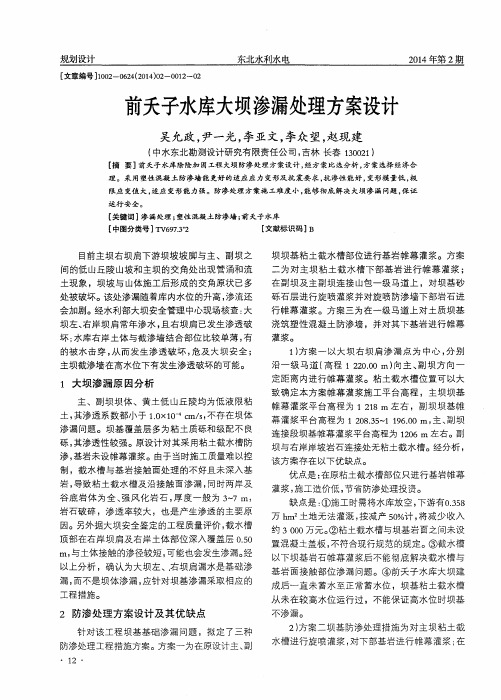 前夭子水库大坝渗漏处理方案设计