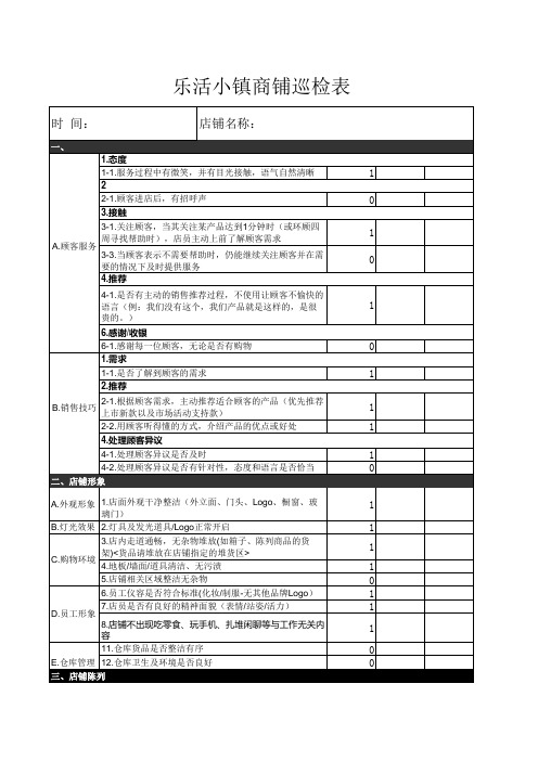 店铺巡查表