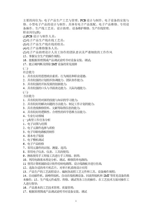 电子毕业生主要的岗位