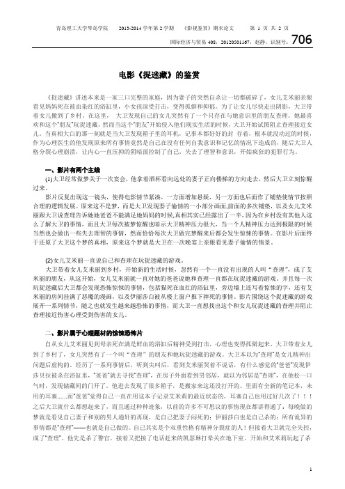 电影《捉迷藏》影视鉴赏论文