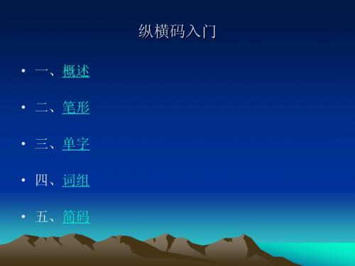 纵横码入门