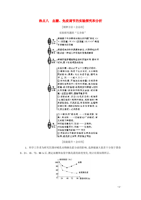 2020届高考生物艺考生总复习热点八血糖、免疫调节的实验探究和分析教学案