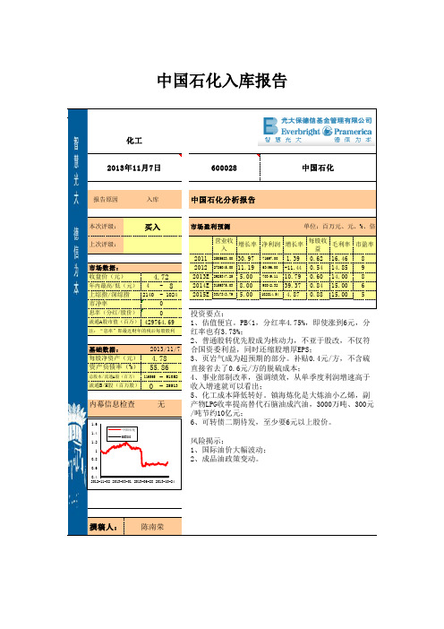 中国石化入库报告