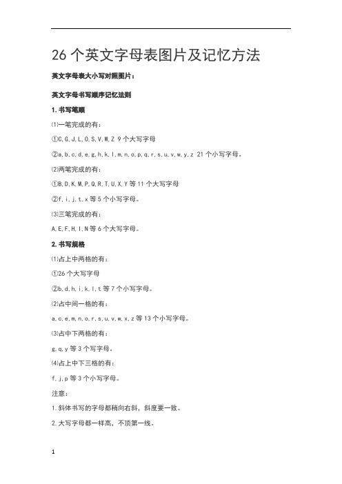 26个英文字母表图片及记忆方法