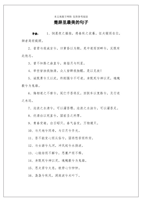 楚辞里最美的句子