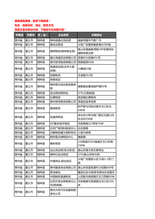 新版贵州省遵义市桐梓县货运企业公司商家户名录单联系方式地址大全29家