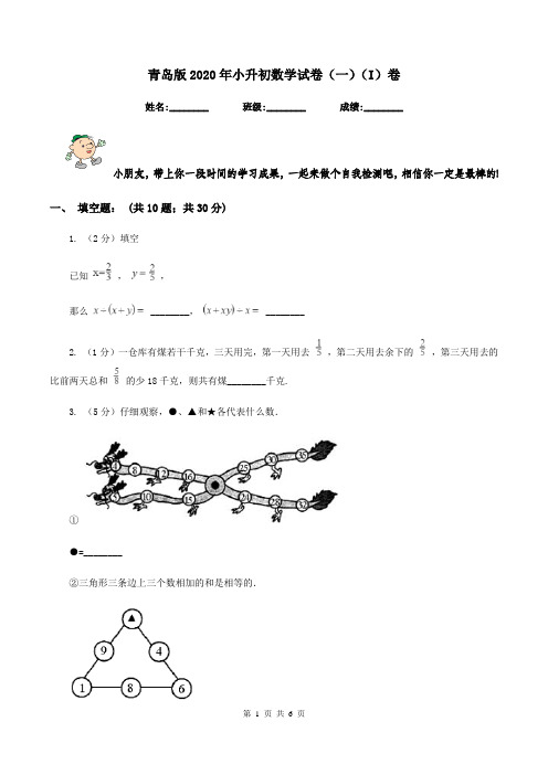 青岛版2020年小升初数学试卷(一)(I)卷
