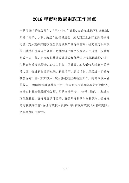 市财政局财政工作重点