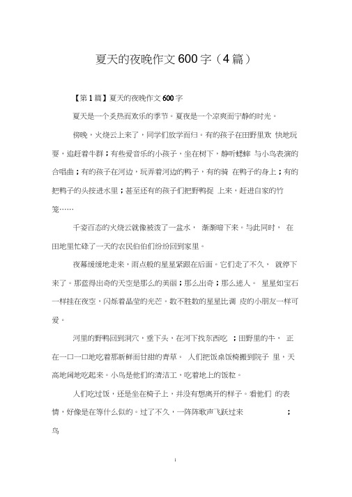 夏天的夜晚作文600字(4篇)