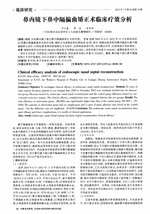 鼻内镜下鼻中隔偏曲矫正术临床疗效分析