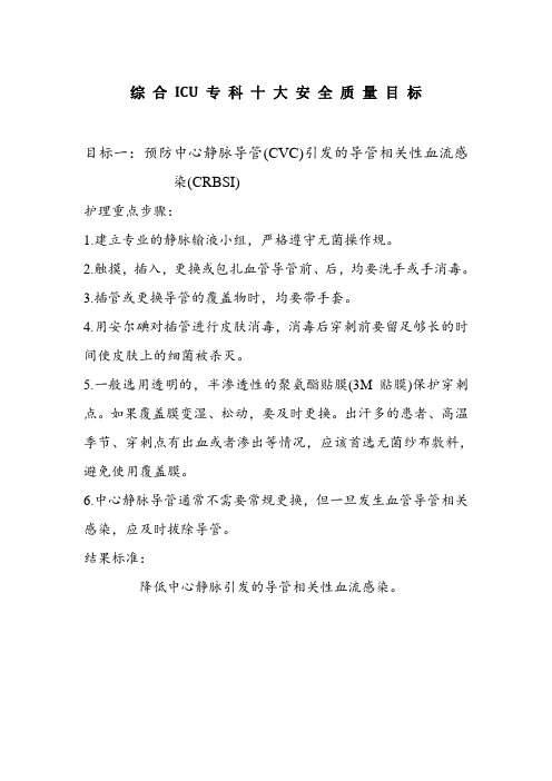 ICU地十大安全系统目标