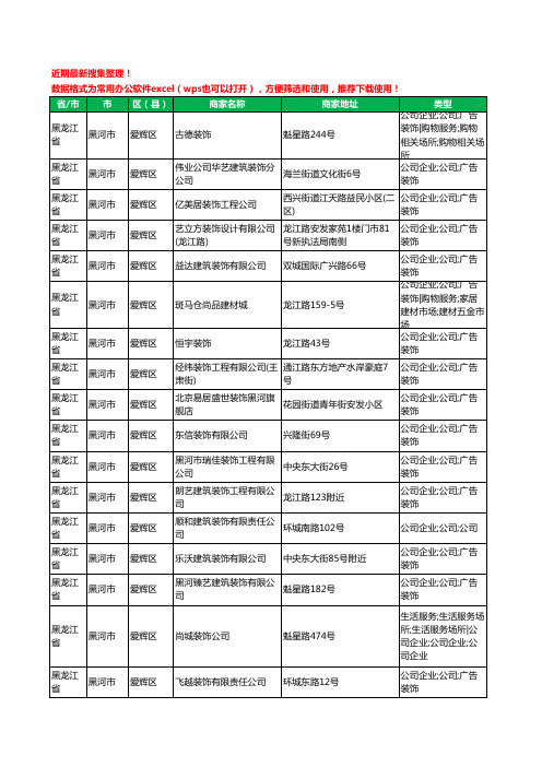 2020新版黑龙江省黑河市装修公司工商企业公司商家名录名单黄页联系方式电话大全144家