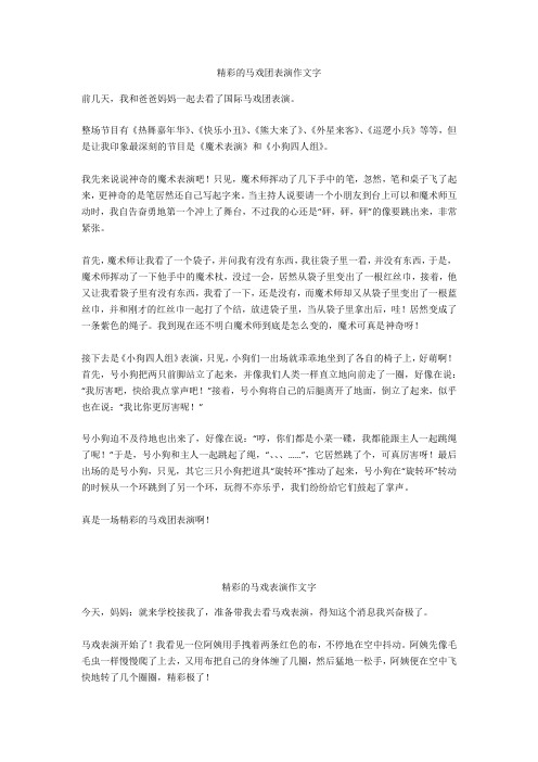 精彩的马戏表演作文400字