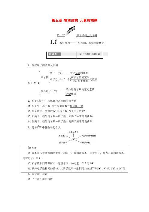 (通用版)2019版高考化学一轮复习 第五章 物质结构 元素周期律学案