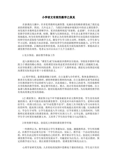 小学语文有效性教学之我见