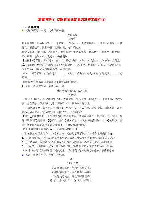 新高考语文 诗歌鉴赏阅读训练及答案解析(1)