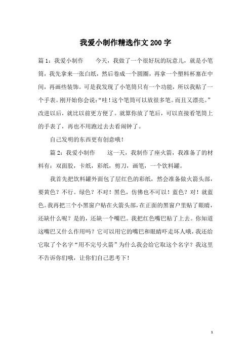 我爱小制作精选作文200字