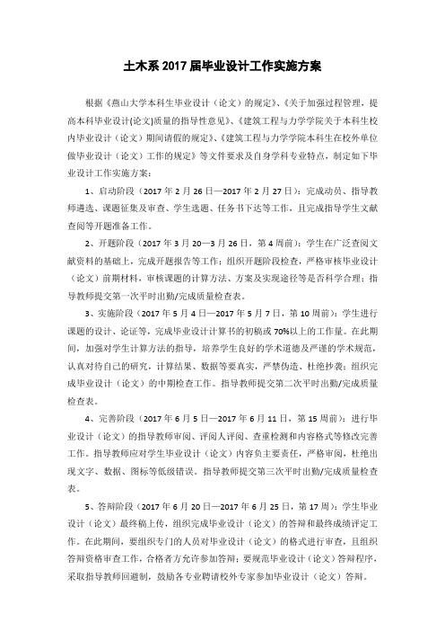 毕业设计工作实施方案