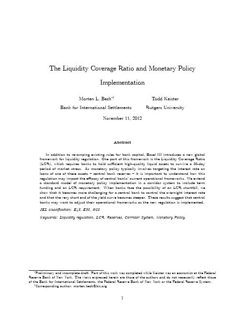 the liquidity coverage ratio and monetary policy implementation