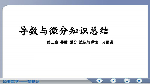 ch3导数、微分、边际与弹性 习题课——知识总结