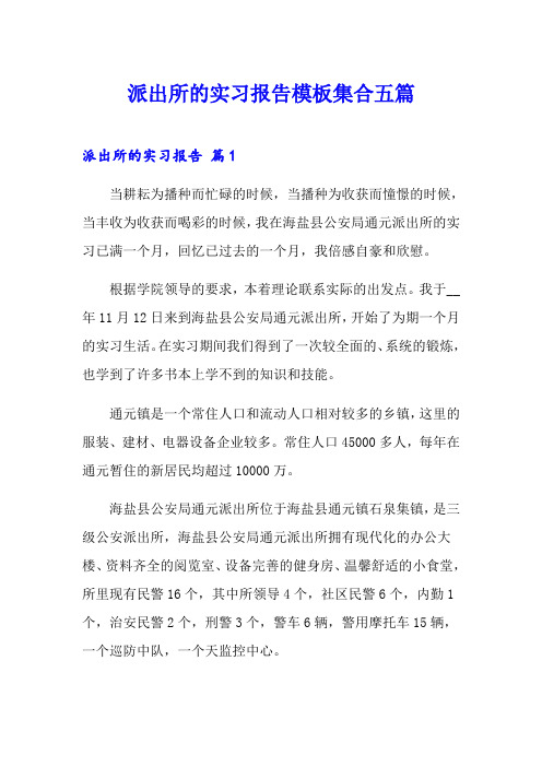 派出所的实习报告模板集合五篇