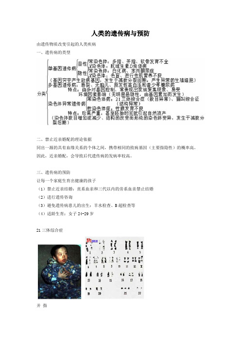 人类的遗传病与预防