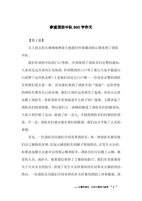 参观消防中队600字作文
