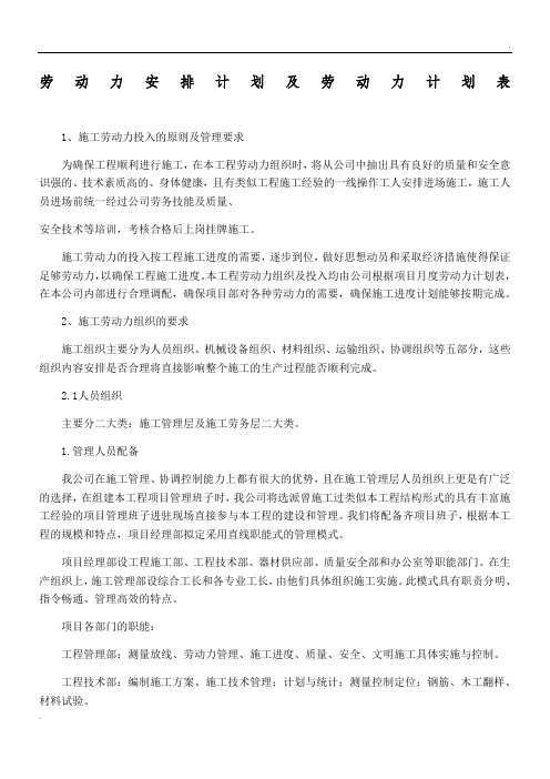 劳动力安排计划及劳动力计划表 (2)