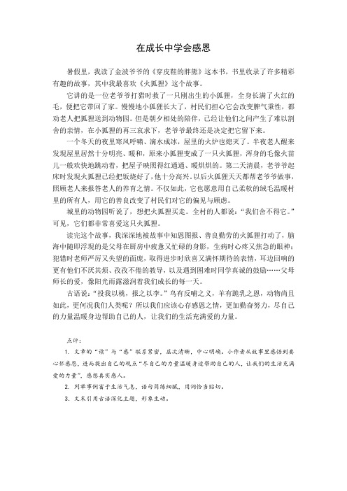 《穿皮鞋的胖熊》在成长中学会感恩