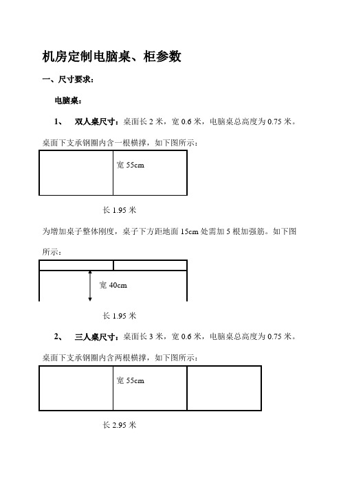 机房定制电脑桌、柜参数---精品资料
