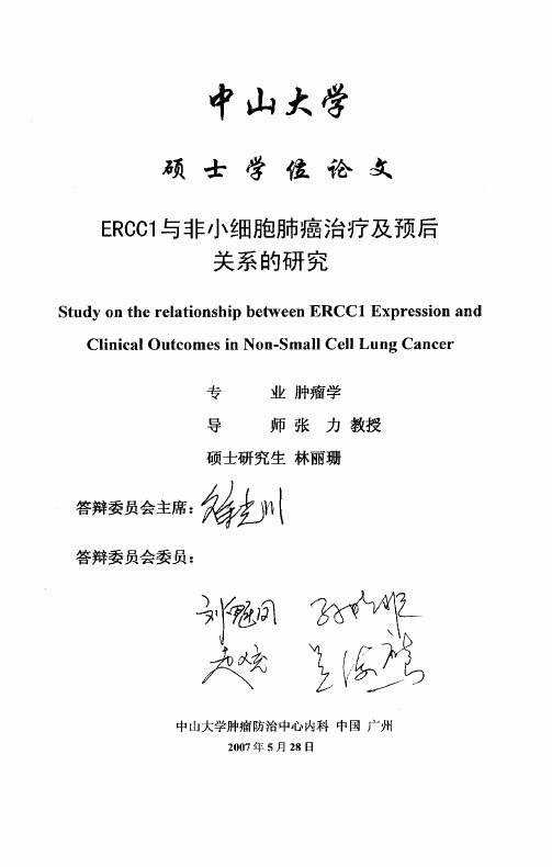 ERCC1与非小细胞肺癌治疗和预后关系的研究