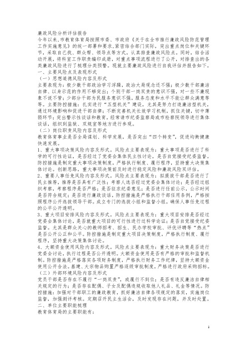 廉政风险分析评估报告资料