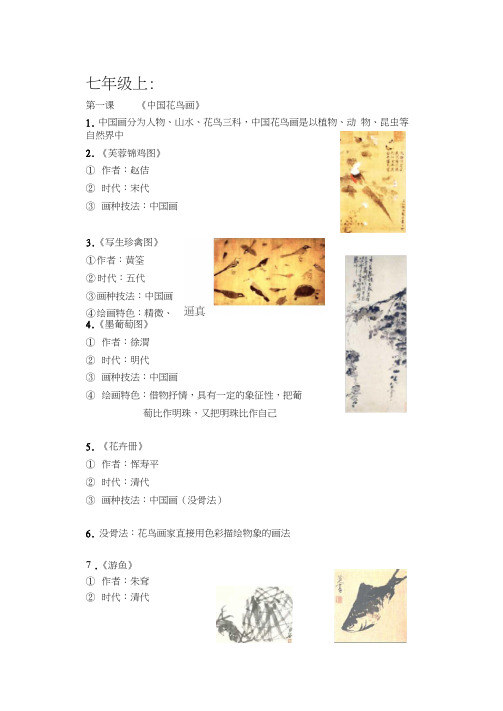 2020年中考美术带图知识点