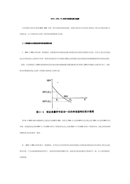 投资决策方法·NPV, IRR, PI分析方法的比较和选择